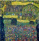 Gustav Klimt Canvas Paintings - Country House on Attersee Lake, Upper Austria